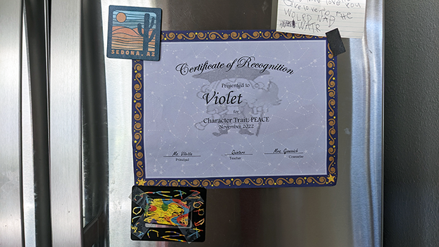 Violet's Peace Certificat