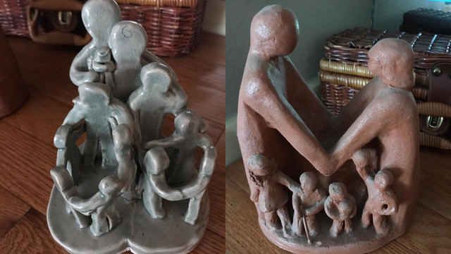 Two sculptures of family